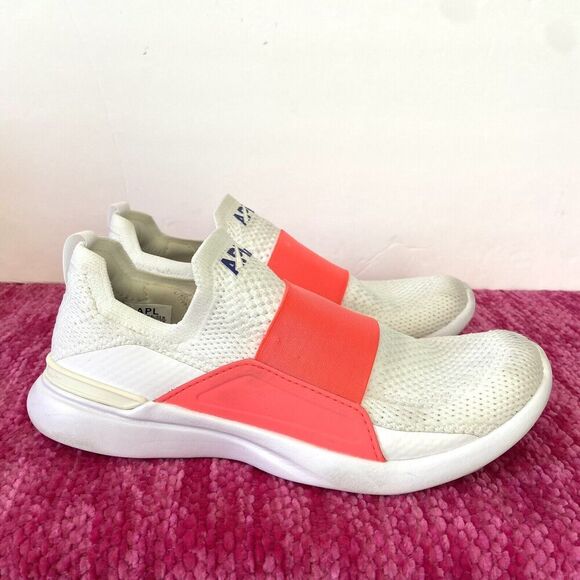 APL Techloom Bliss Running Athletic Shoes White/Cream/Neon Coral Orange 6.5 - Picture 2 of 11
